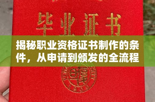 益阳揭秘职业资格证书制作的条件，从申请到颁发的全流程解析